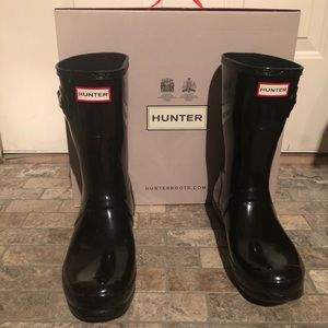 Hunter Short Gloss Black Rain Boots 10 US / 42 EU